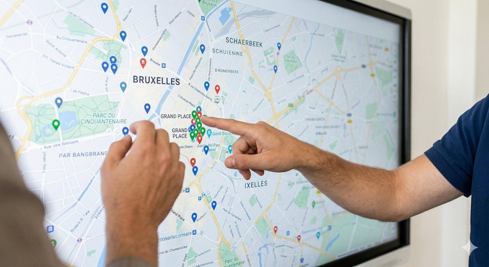 Carte des communes de Bruxelles couvertes par Kinéchezvous